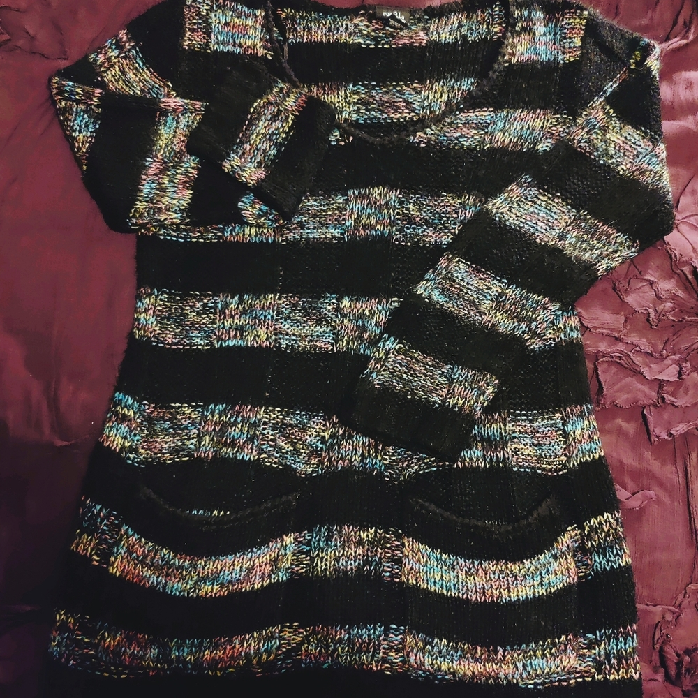 Rue21 size xl Black with multicolor stripes Sweater